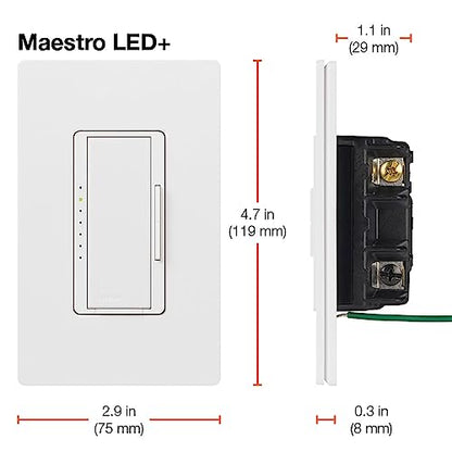 Lutron Maestro Dimmer Switch LED+ Digital Dimmer Kit for Dimmable LED, Halogen, and Incandescent Bulbs, 150-Watt, Multi-Location, MACL-153M-RHW-BL, Black - color: Black, size: 1 Pack, style: 3-Way Kit