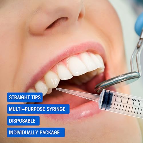 7Pack Wisdom Teeth Syringe, 12ml/cc Dental Syringe with Straight Tip & Measurement, Straight Dental Irrigation Syringe, Disposable Sealed for Dental Care, Oral Tonsil Stone, Feeding, Liquid Injection - style: 12ml/cc Straight Tip