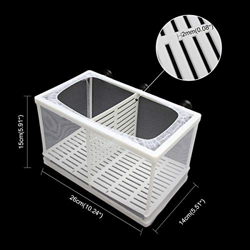 Senzeal Aquarium Fish Breeder Box Fish Fry Hatchery Incubator Net Nylon Isolation Mesh with 3pcs Pipette (Large) - size: Large