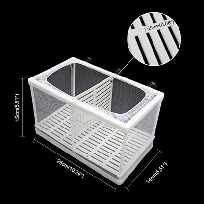 Senzeal Aquarium Fish Breeder Box Fish Fry Hatchery Incubator Net Nylon Isolation Mesh with 3pcs Pipette (Large) - size: Large