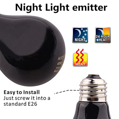 Reptile Heat Lamp - 60 Watt Reptile Night Heat Bulb Terrarium Moon-Like Light Bulb for Bearded Dragon Gecko Snake Turtle and Lizard - size: 60 W