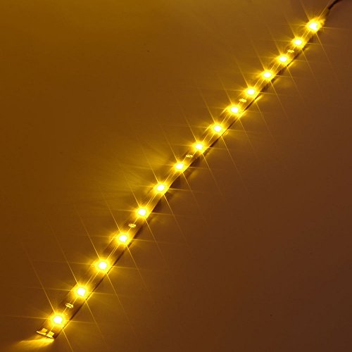 DC 12V Waterproof 1Ft 12 LED Strip Underbody Light with 6 inches Wires for Motor (Amber/Yellow,Pack of 6) - color: Amber