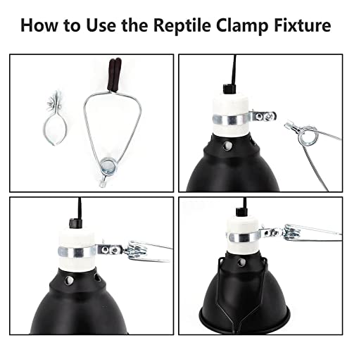 2 Sets Reptile Lampshade Holder, Adjustable Clamp Lamp Stand Iron Clamp Stand Fixture Heat Dome Light Bracket for Reptile Pets