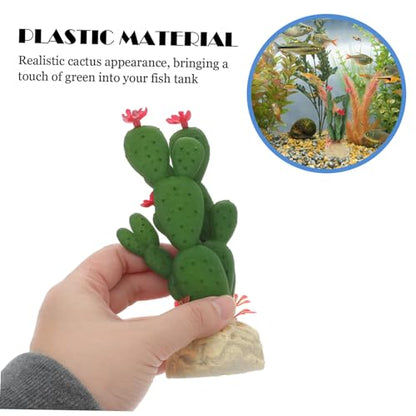 BESPORTBLE Lifelike Artificial Cactus Plant Aquarium Ornament Plastic Succulent Decor for Fish Tank Low Maintenance No Fade Faux Cactus Easy to Clean Reptile Terrarium Decoration Home and