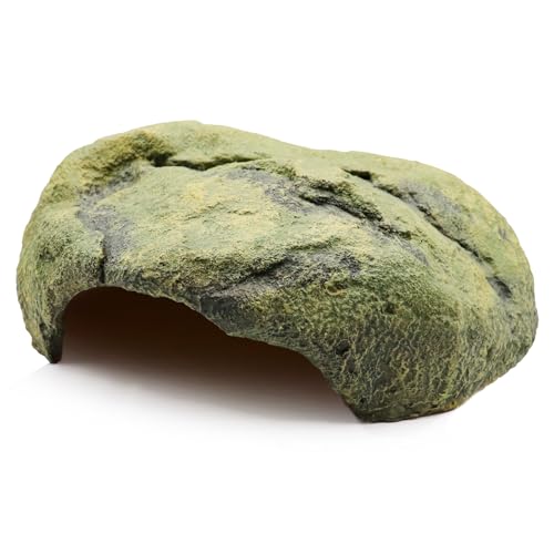 Reptile Simulation Rock Cave Hideouts, Large Resin Reptile Hides and Caves, Aquarium Terrarium Habitat Decor, Suitable for Lizard Bearded Dragon Turtle Snake Hermit Crab 12 × 10 × 5 Inches