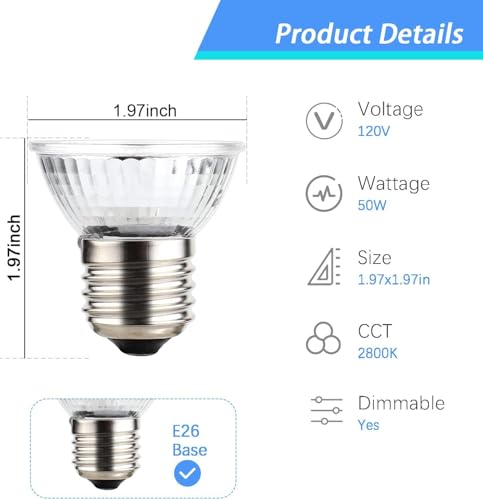 50W UVA Bulbs 4-Pack, Fit E26 Heat Reptile Lamp, Light Turtle Heat Lamp for Reptiles and Amphibian Tanks, Terrariums and Cages, Works with Various Lamp Fixtures,for Lizards, Snakes, Turtles