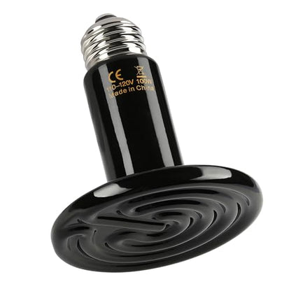 YSSOA 100W Ceramic Heat Emitter, Reptile Heat Bulbs, Ceramic Heat Lamp for Reptiles, Amphibian, Chicken, Dog, Cat, 1 Pack, Black - color: Black, size: 1 Pack, style: 100W