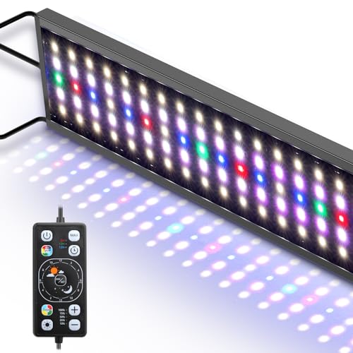 hygger Aquarium LED Light Fish Tank Full Spectrum Lighting with 24/7 Day-Night Cycle Mode & Auto On/Off Timer, 7 Color Options, Dimmable, Extendable Bracket for 48~54in Tank Plant Lights - size: 48W for 48~54inch Tank