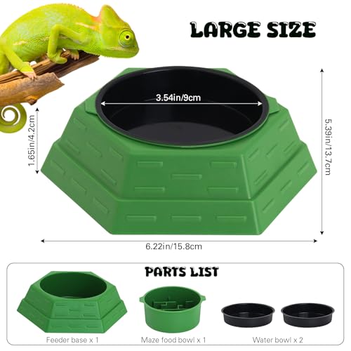 Reptile Feeder Bowl Worm Dish Anti-Escape Food Dish Bowl with 2PCS Feeding Box, Food Water Feeder for Crested Gecko Lizard Chameleon Pets, Reptile Terrarium Tank Accessories (M) - size: M