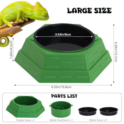 Reptile Feeder Bowl Worm Dish Anti-Escape Food Dish Bowl with 2PCS Feeding Box, Food Water Feeder for Crested Gecko Lizard Chameleon Pets, Reptile Terrarium Tank Accessories (M) - size: M