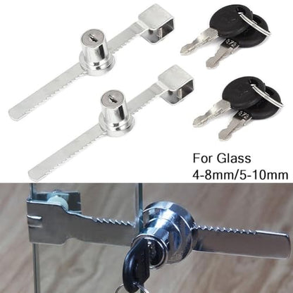 Sliding Glass Door Lock for Reptile Vivarium Terrarium Showcase Display Cabinet, Zinc Alloy Security Latch with Keys, Pet Enclosure Hardware(4-8mm) - size: 4-8mm