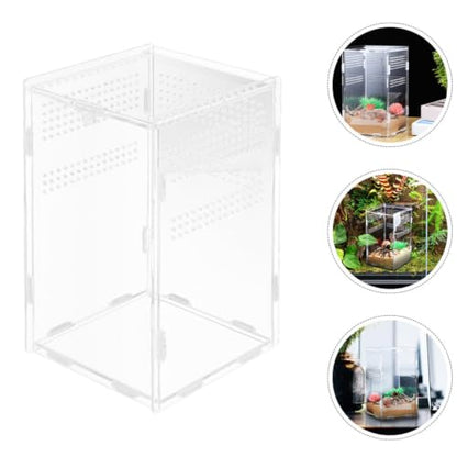 Enclosure Feeding Acrylic Featuring Lock Reptile Breeding and Ventilation Holes, Well-Ventilated Modular Design Cage for Habitat Small Pets and Lizards