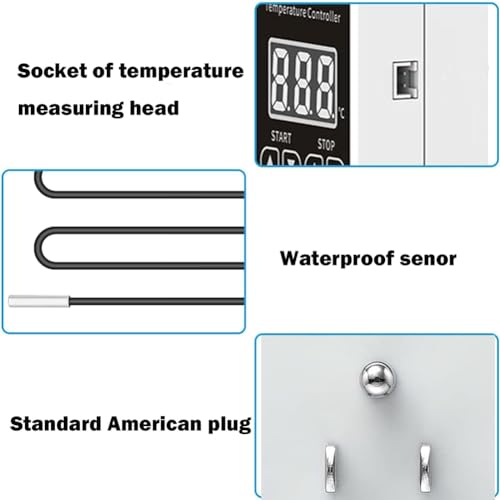Temperature Controller Plug Socket LCD Screen with Waterproof Sensor Probe for Reptile Home US Plug