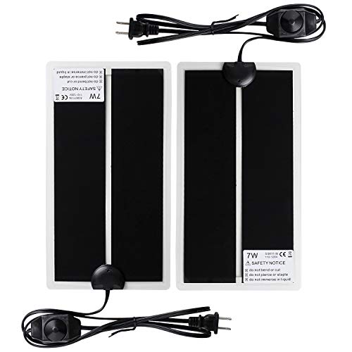 7W 11 x 5.9 Inch Waterproof Reptile Heating Pad Warmer with Temperature Controller, Power Adjustment Under Tank Terrarium Heater Heat Mat for Pets, Seedling, Small Animals 2 Pack