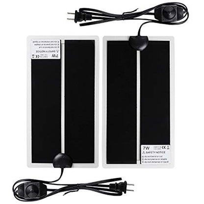 7W 11 x 5.9 Inch Waterproof Reptile Heating Pad Warmer with Temperature Controller, Power Adjustment Under Tank Terrarium Heater Heat Mat for Pets, Seedling, Small Animals 2 Pack