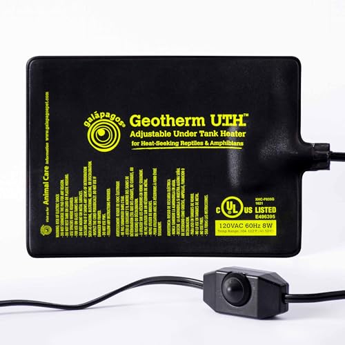 Galápagos (05701) Geotherm® Adjustable Under Tank Heater - Heating Pad for Reptiles, Amphibians & Terrariums, 8″ x 6″ 8W, Black