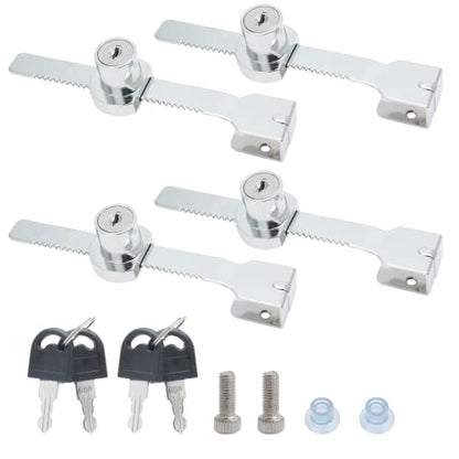 4 Pack Sliding Glass Door Lock Showcase Display Case Lock, Ratchet Lock Reptile Cage Lock and Key, Vivarium Lock for Drawer Cabinet, Fit Thickness 0.08-0.27 Inch / 2-6mm, Keyed Alike - size: 5.56 inch / 141mm - 4 Pack