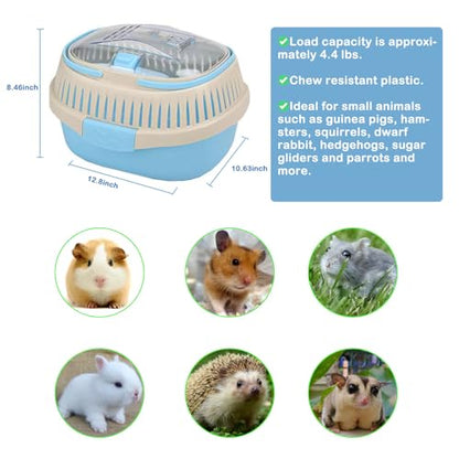 Hamster Carrier Guinea Pig Carrier 13 X 11 X 8 In Portable Hamster Travel Cage with Ventilation Holes Outdoor Small Animal Carrier for Rat Gerbils Rabbit Hedgehog Squirrel Mouse Sugar Glider - color: Blue