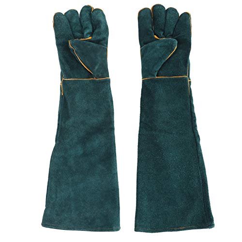 Reptile Handling Gloves for Animal Care – Durable Split Leather Anti Bite Protection for Birds Falcons Snakes and Dogs