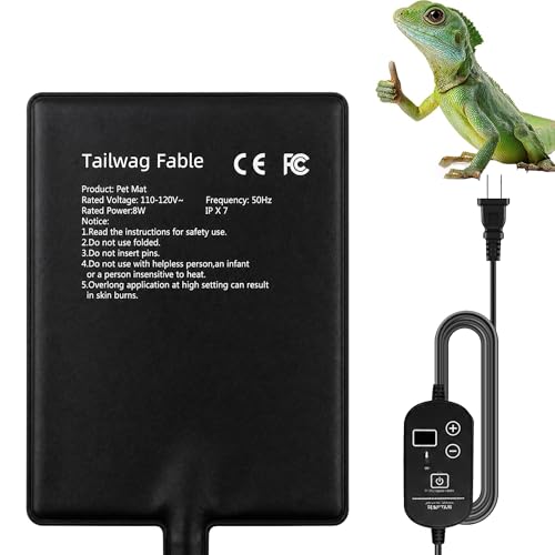 Reptile Heating Pad 6"X8" 8W with Digital Thermostat for 10-20gal Under Tank, Graphene Heating Mat for Turtle, Lizard, Frogs, Snake and Hermit Crab