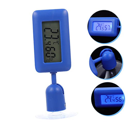 Mikikit Mini Reptile Humidity and Temperature Gauge 360° Rotating Night Glow Suction Cup Thermometer for Leopard Gecko and Bearded Lizards Digital Hygrometer for Reptile Terrariums