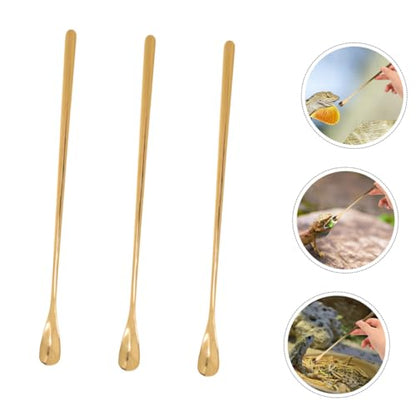 Mikikit 3Pcs Reptile Food Feeding Tool Spoon for Gecko Lizard for Wet Food Mixing Stirring Durable Pet Supply for Easy Feeding