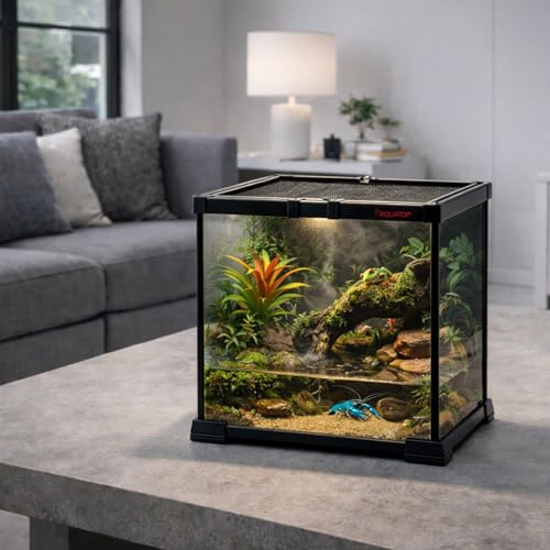 Aquatop 7.1 Gallon Cube Terrarium with Durable Mesh Top for Easy Access & Ventilation - Perfect for Reptiles & Plants, 11.8 x 11.8 x 11.8 Inches, RT-07 - size: 7.1 Gallon