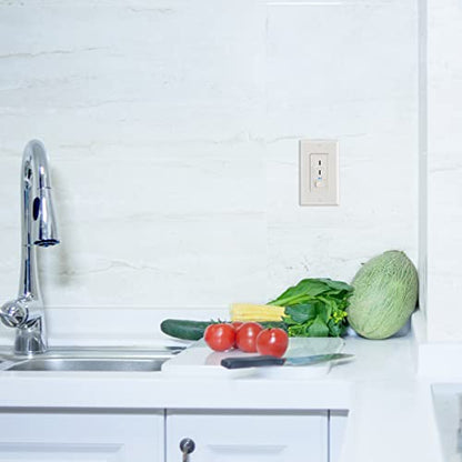 Maxxima Dimmer Light Switch, Almond, Blue Indicator Light 3-Way/Single Pole | LED Compatible, 600 Watt Max, Wall Plate Included, Dimmable Lamp and Lighting Control - color: Almond, size: Single Pack