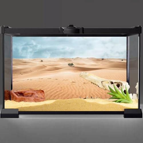 AWERT 36x18 inches Reptile Habitat Background Desert Landscape Photography Backdrop Sand Dunes Sparse Green Shrub Plant Trees Blue Sky Natural Scenery Background - size: 36x18in/90x45cm