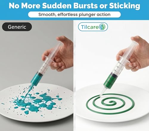 60ml Catheter Tip Syringe with Covers 50 Pack by Tilcare - Sterile Plastic Medicine Food Droppers for Children, Pets or Adults – Latex-Free Oral Medication Dispenser - Large Feeding Tube Syringes