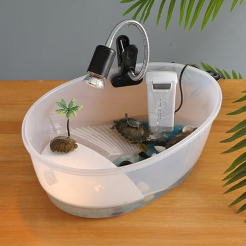 Toddmomy Plastic Turtle Habitat Tank Reptile Living Tank Turtle with Basking Platform and Swimming Area with Ventilation Holes, Convenient to Clean and Deep Enough to Prevent Escape