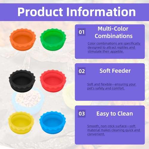 21Pcs Crested Gecko Food and Water Feeding Cups with Reptile Feeding Tongs Kit,Small Reptile Food Dish Colorful Water Bowl Long Tweezers Geckos Tank Accessories for Tortoise, Crab and Small Pet