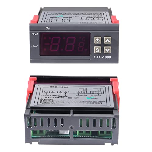 2pcs STC-1000 DC 24V 10A Digital LED Temperature Controller Cooling Heating Centigrade Thermostat Sensor 2 Relay Output with NTC 10K Thermistor Sensors Temperature Probe - style: 24V