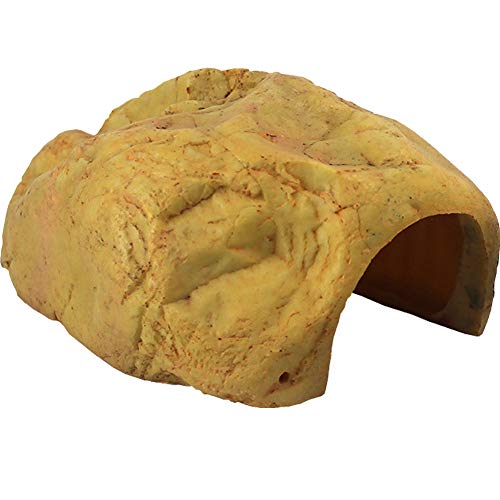 La La Pet® Reptile Hide Box Reptile Hideouts Large Resin Rock Gecko Hides and Caves Lizard Habitat Decor Small Animal Hideaway for Spiders Snake Frog Turtle Amphibians