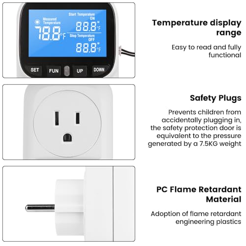 Diymore Digital Thermostat Controller, 1800W 120V/15A, -104°F to 210°F, Heating & Cooling Mode for Incubator, Greenhouse, Reptile Tank, Pool - style: Country Rustic