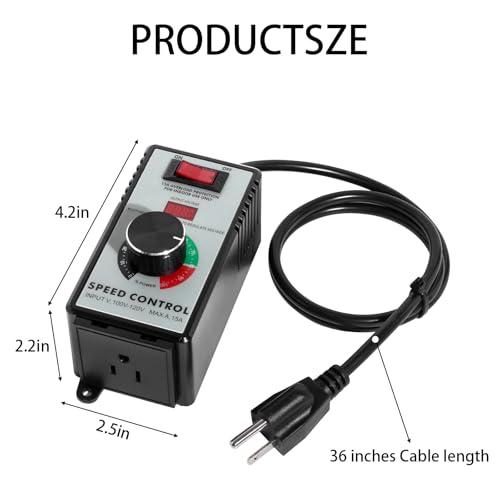 AC Motor Speed Controller 15 A 4000 W Variable Fan Dimmer Switch with LED Display, Heavy Duty for Power Tools, Drill, Fan, Heater (110-120 V US Standard)