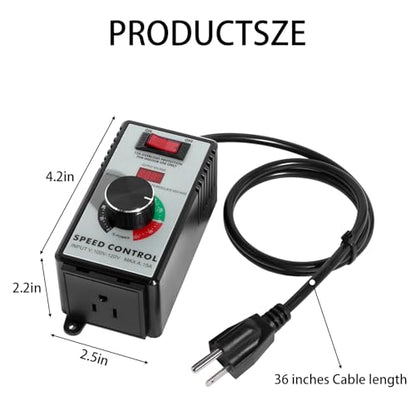 AC Motor Speed Controller 15 A 4000 W Variable Fan Dimmer Switch with LED Display, Heavy Duty for Power Tools, Drill, Fan, Heater (110-120 V US Standard)