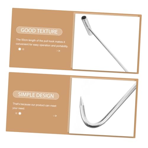 Garneck Roller Shutter Door Hook 50cm Long Manhole Cover Lifter T-Shaped Stainless Steel Hook Easy to Use