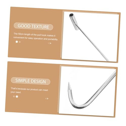 Garneck Roller Shutter Door Hook 50cm Long Manhole Cover Lifter T-Shaped Stainless Steel Hook Easy to Use