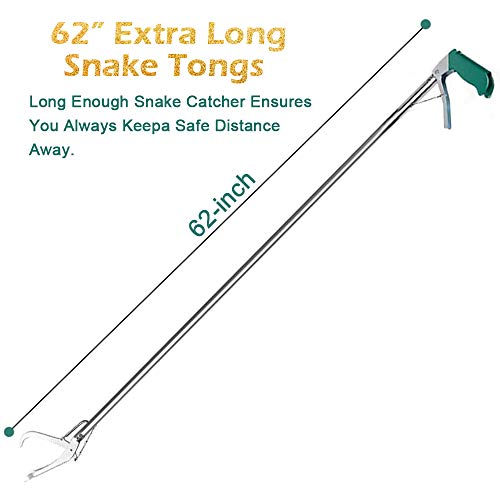 IC ICLOVER Snake Tongs, Upgrade 60 Inch Extra Long Snake Grabber Professional Heavy Duty Reptile Rattle Snake Catcher Wide Jaw Handling Tool with Lock, Non-Slip Grip Handle
