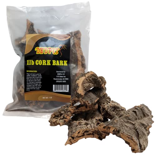 DBDPet Virgin Reptile Cork Bark- Assorted Pieces (Rounds, Half Rounds, and Flats by Weight) for Reptiles, Amphibians, Orchids, Frogs, Terrariums and More! (1lb of Assorted Pieces) - size: 1lb of Assorted Pieces