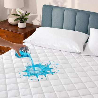 Bare Home Waterproof Quilted Mattress Protector - Cooling Mattress Pad - Protects Against Spills - Easily Washable - Elastic Fitted Mattress Cover - Stretch-to-Fit up to 15 Inches Deep (Full XL) - color: White, size: Full XL (Mattress Pad)