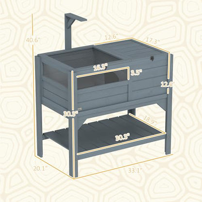 PawHut Tortoise Habitat with Shelf Storage, Reptile Enclosure with Tray, Light Support Frame, Gray - color: Gray
