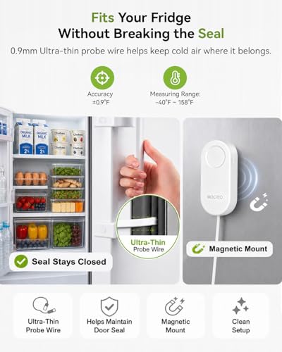 MOCREO WiFi Thermometer Freezer Alarm, Email Alert, App Notification, Data Record Export, No Subscription Fee, 2 Remote Wireless Temperature Sensors for Refrigerator, Freezer, Hot Tub - style: 1 No LCD Hub + 2 Sensors