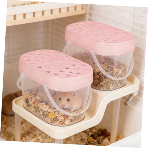 Beaupretty 2pcs Small Pet Carriers for Hamsters and Turtles, Portable Plastic Reptile Cages with Handles, Medium Pink Travel Boxes for Outdoor Use and Small Animal Transport