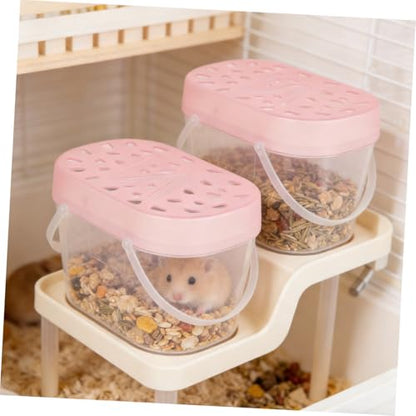 Beaupretty 2pcs Small Pet Carriers for Hamsters and Turtles, Portable Plastic Reptile Cages with Handles, Medium Pink Travel Boxes for Outdoor Use and Small Animal Transport