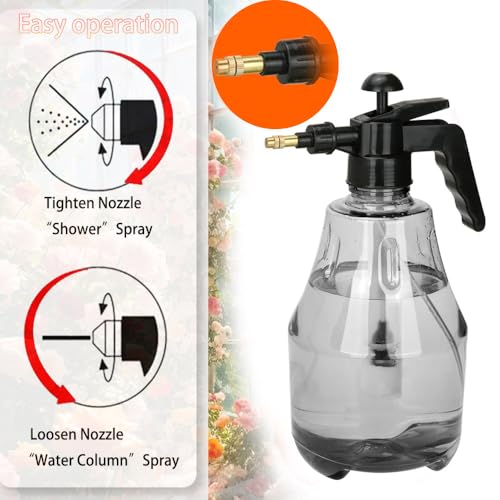MRPAPA 2 Pack Handheld Pump Sprayer, Garden Pressure Water Spray Bottle with Adjustable Brass Nozzle for Plants (1.5L-Grey-2PCS) - color: 1.5L-Grey-2PCS