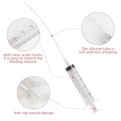 Baby Bird Feeding Syringes, Parrot Hand Syringe Feeder with Soft Tubes, Syringes with 5.94” Tube for Cat Dog Small Animals, Plastic Syringe for Milk Water Liquid Food, Reusable(10ml+10ml+20ml+60ml)