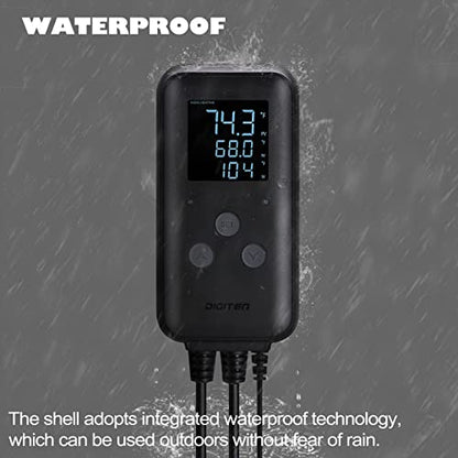 Greenhouse Temperature Controller Digital Waterproof Thermostat for Home Brewing, Fermentation, Breeding, Incubation, Terrarium, Heating & Cooling, 110V 10A 1100W