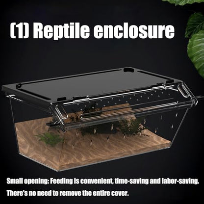 3. Breathable Acrylic with Easy Feeding Access, Transparent Enclosure for Snakes & Crickets Observation Reptiles Terrariums